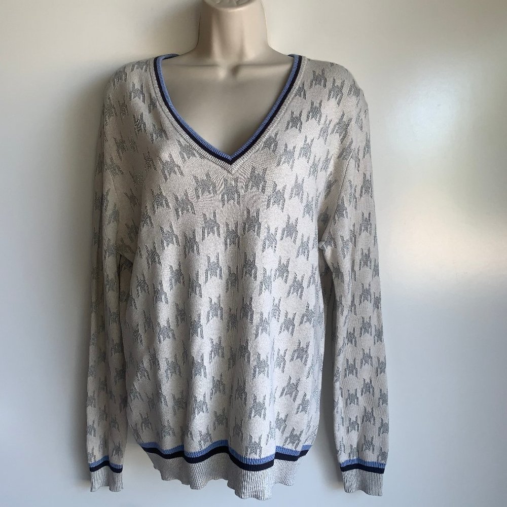 NWT GG Blue Golf Sweater Size XL Houndstooth